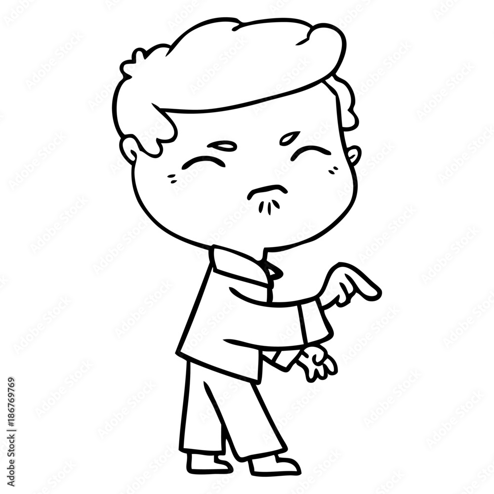 cartoon annoyed man pointing finger