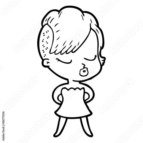 cartoon pretty hipster girl