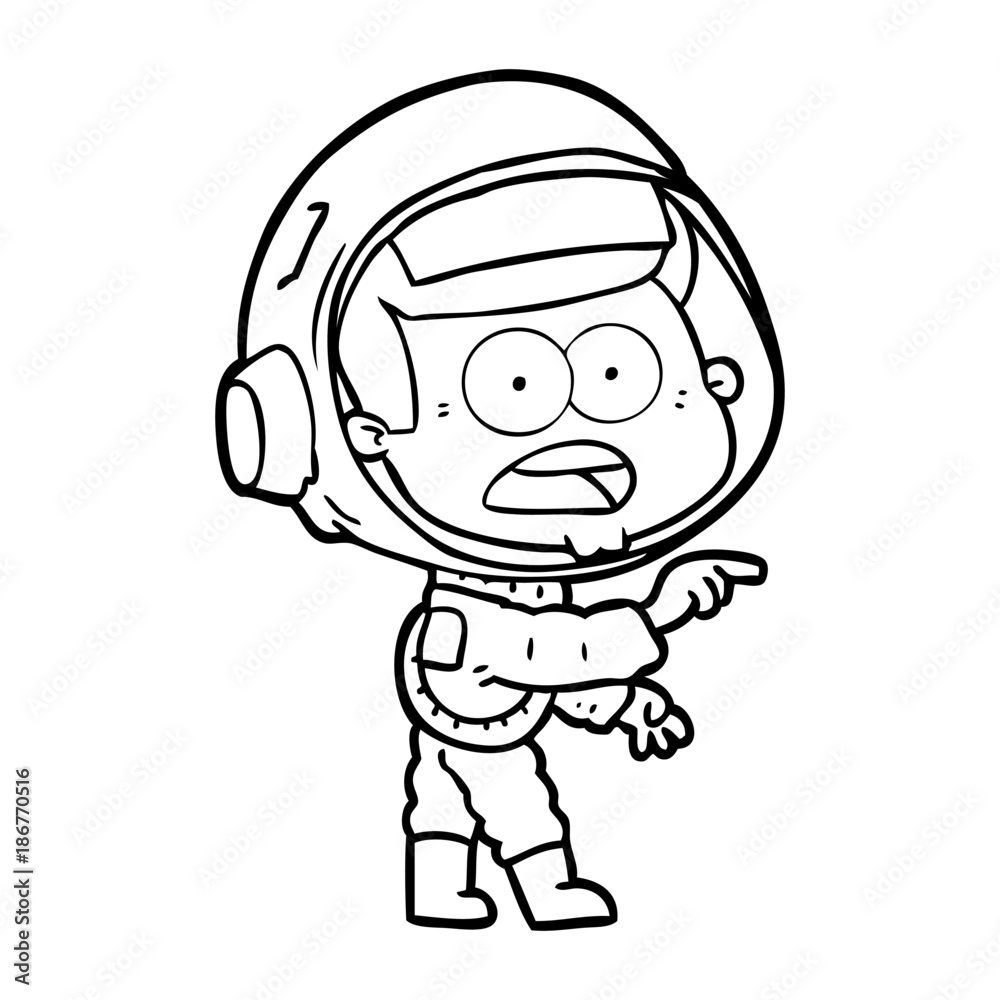 cartoon surprised astronaut