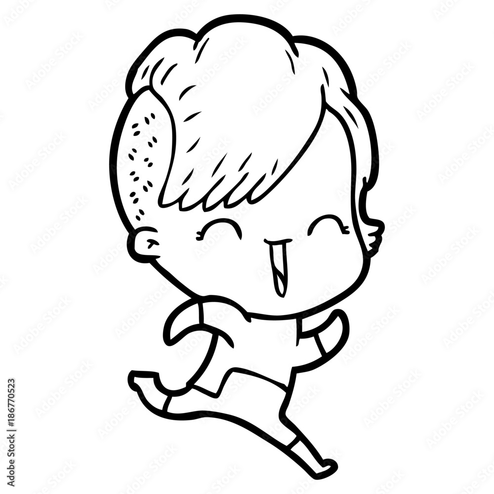 cartoon happy hipster girl cartoon happy hipster girl