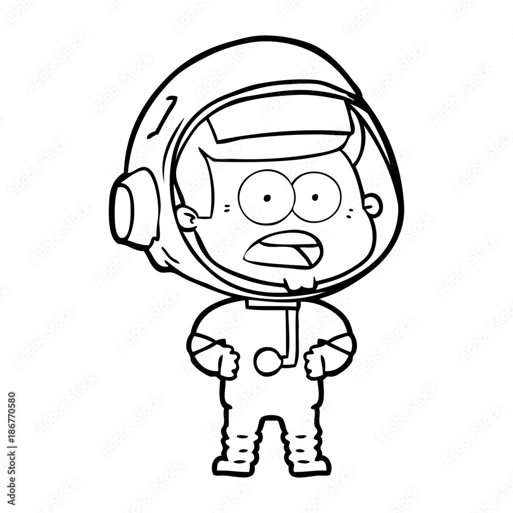 cartoon surprised astronaut