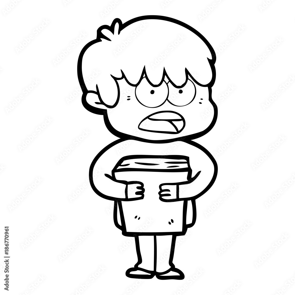 Fototapeta premium worried cartoon boy