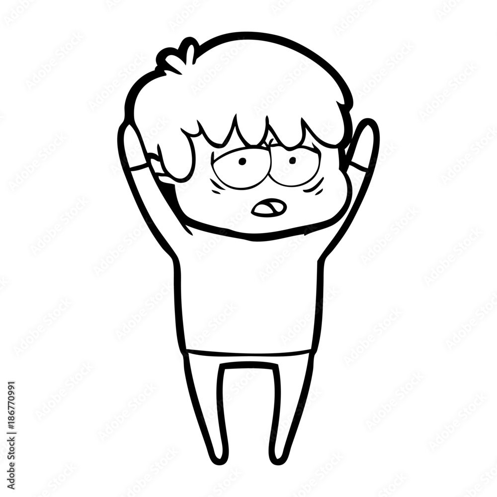 cartoon exhausted boy cartoon exhausted boy