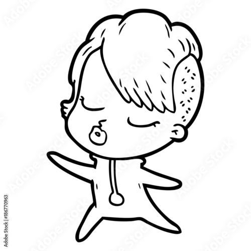 cartoon pretty hipster girl