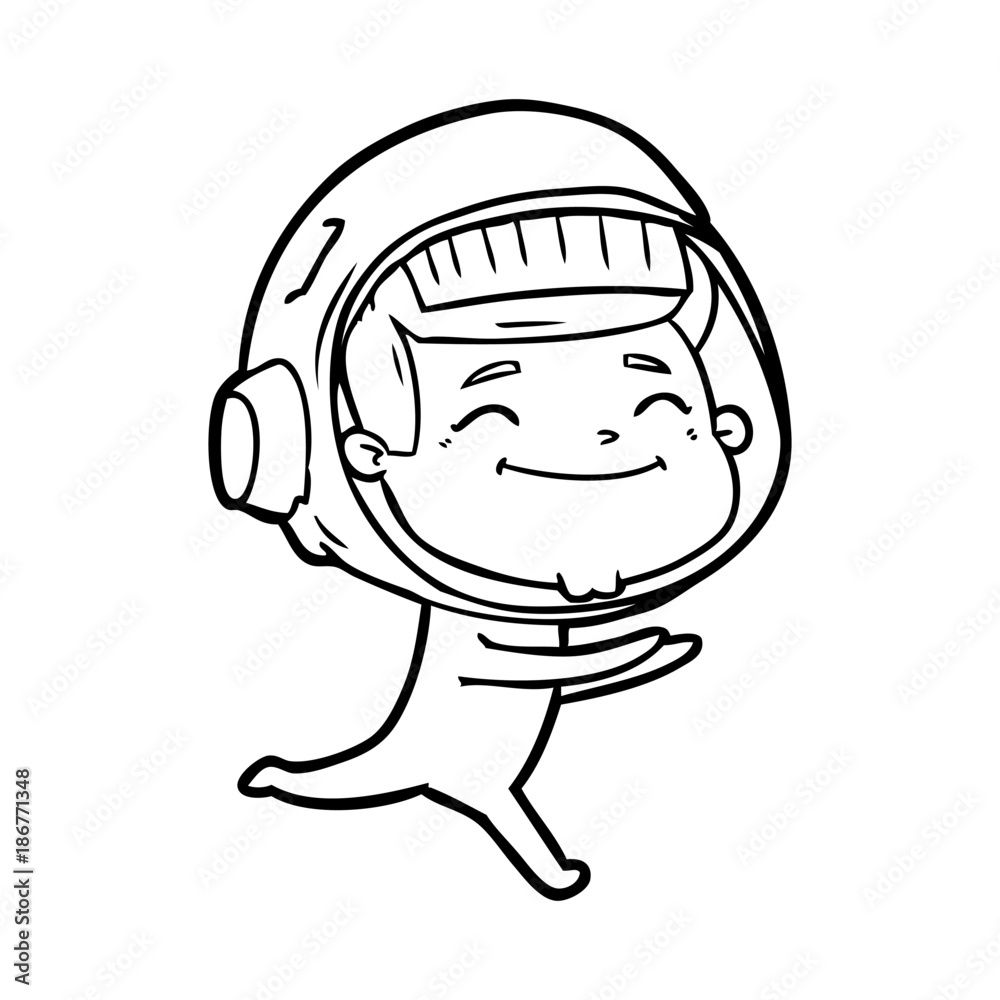 happy cartoon astronaut