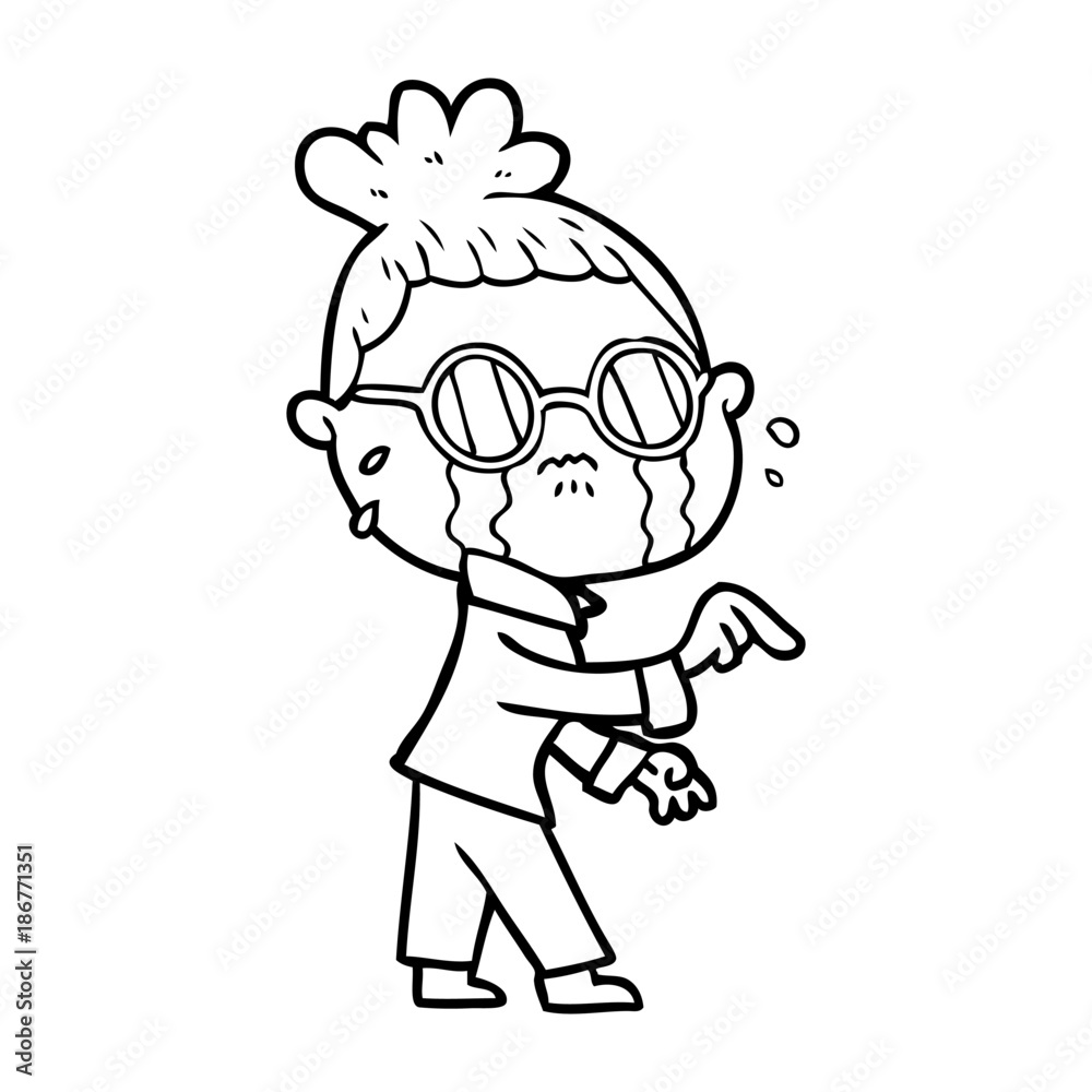 cartoon crying woman wearing spectacles cartoon crying woman wearing spectacles
