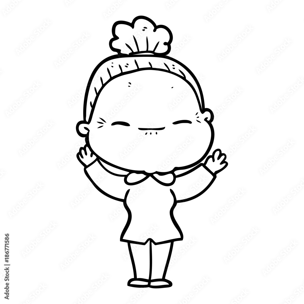 cartoon peaceful old woman