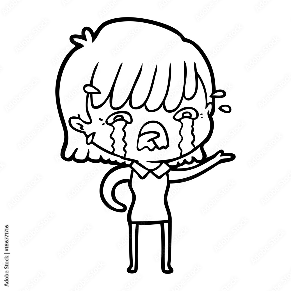 cartoon girl crying