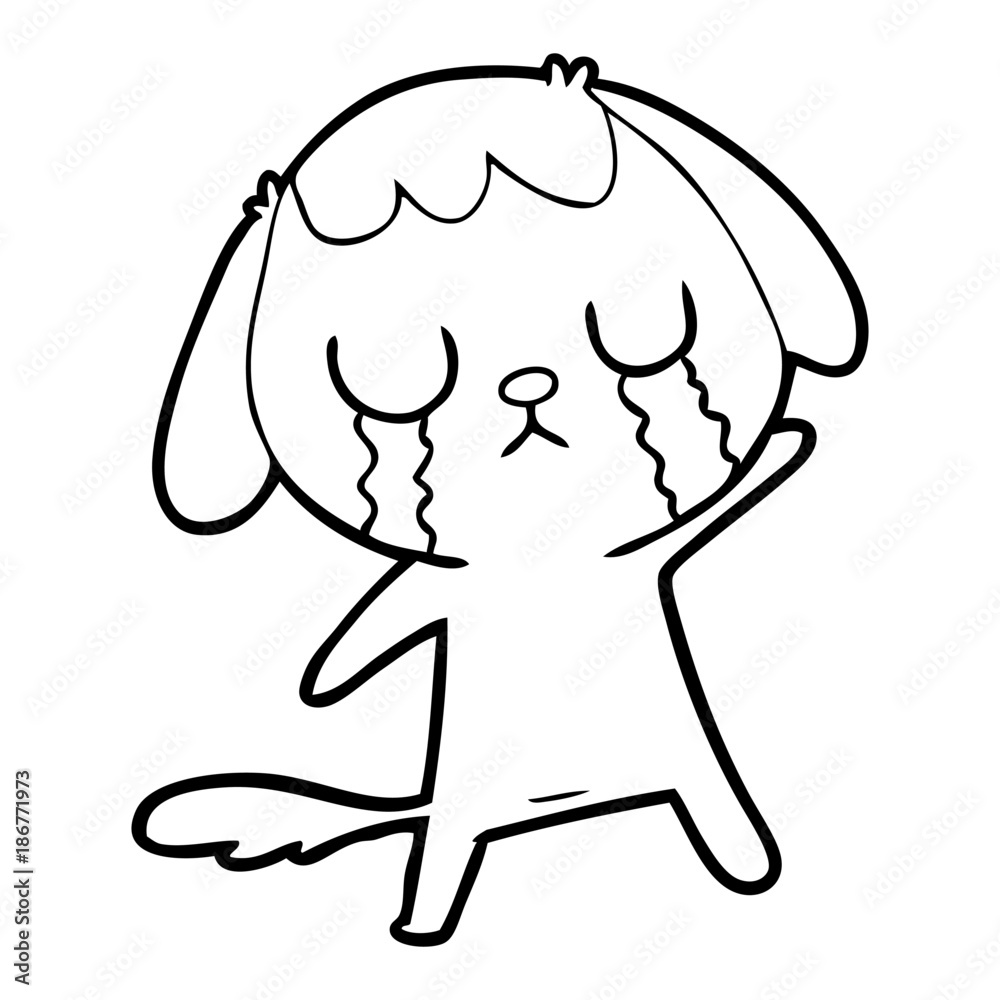 cute cartoon dog crying