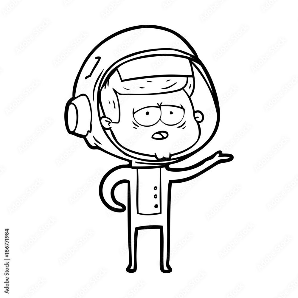 cartoon tired astronaut