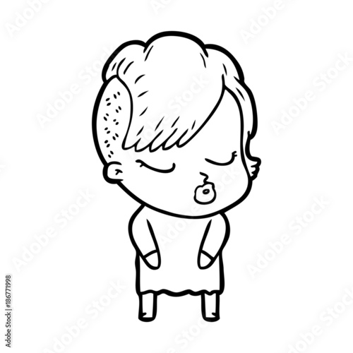 cartoon pretty hipster girl