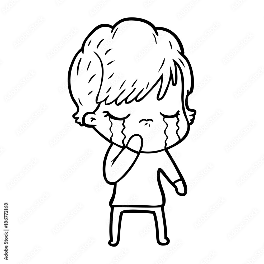 Fototapeta premium cartoon woman crying