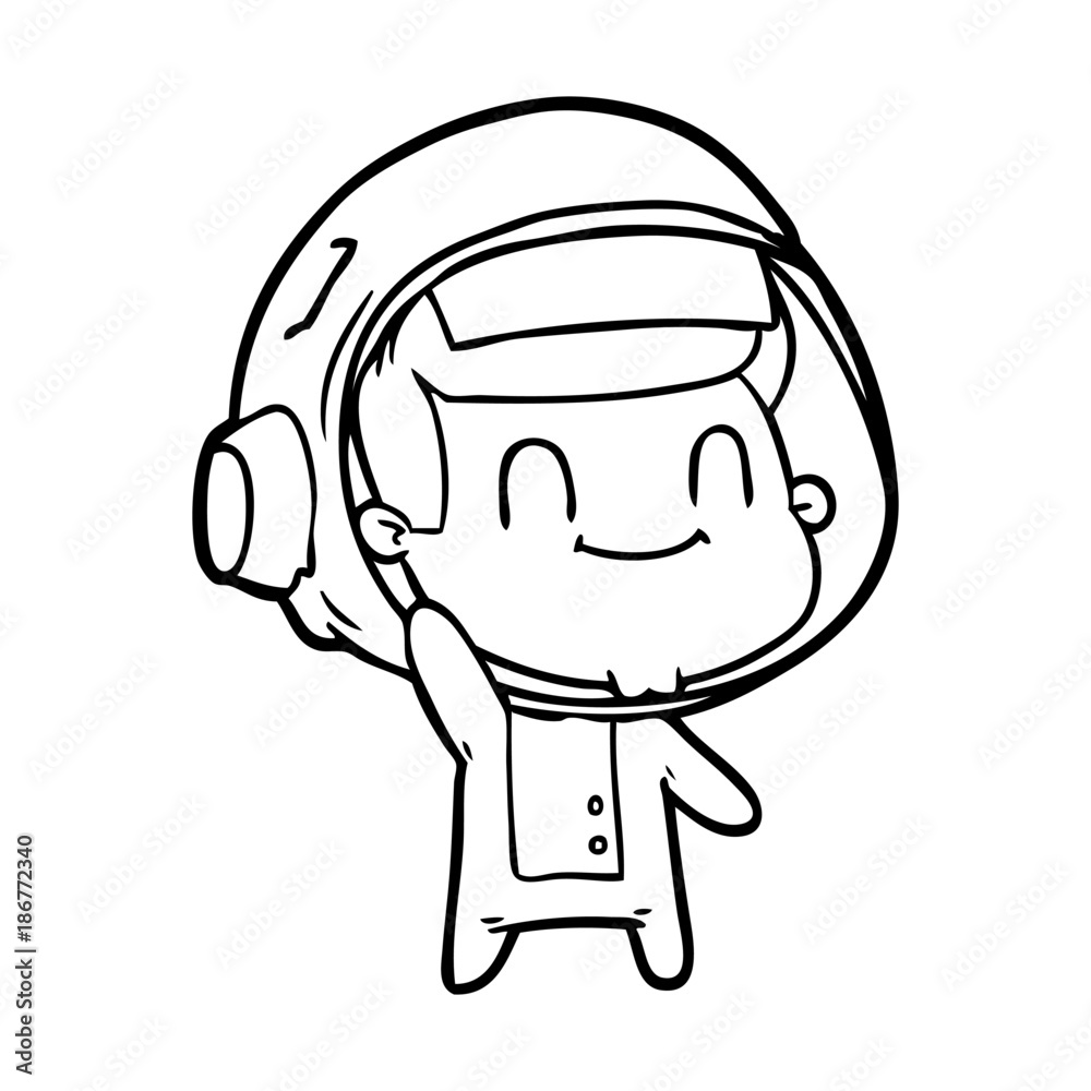 happy cartoon astronaut man