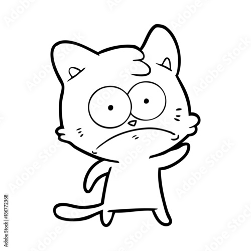 cartoon nervous cat