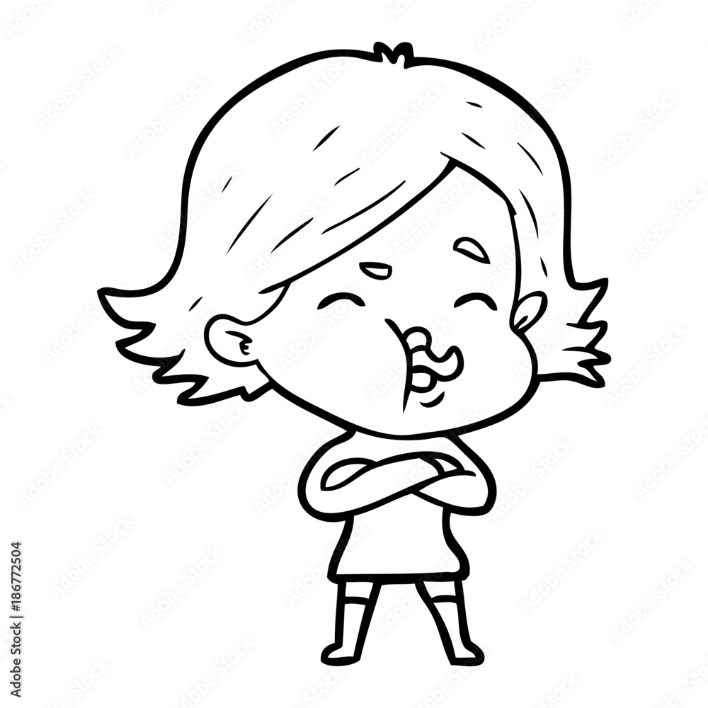 cartoon girl pulling face