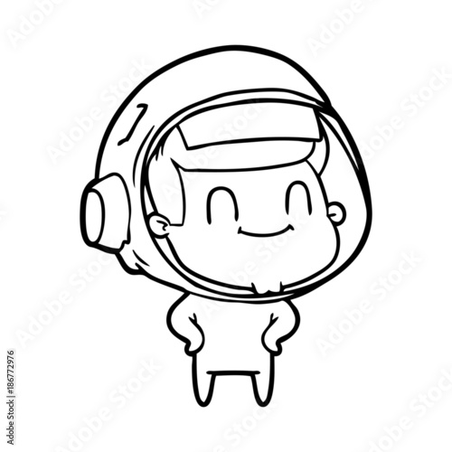 happy cartoon astronaut man