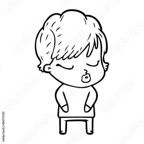 cartoon woman with eyes shut