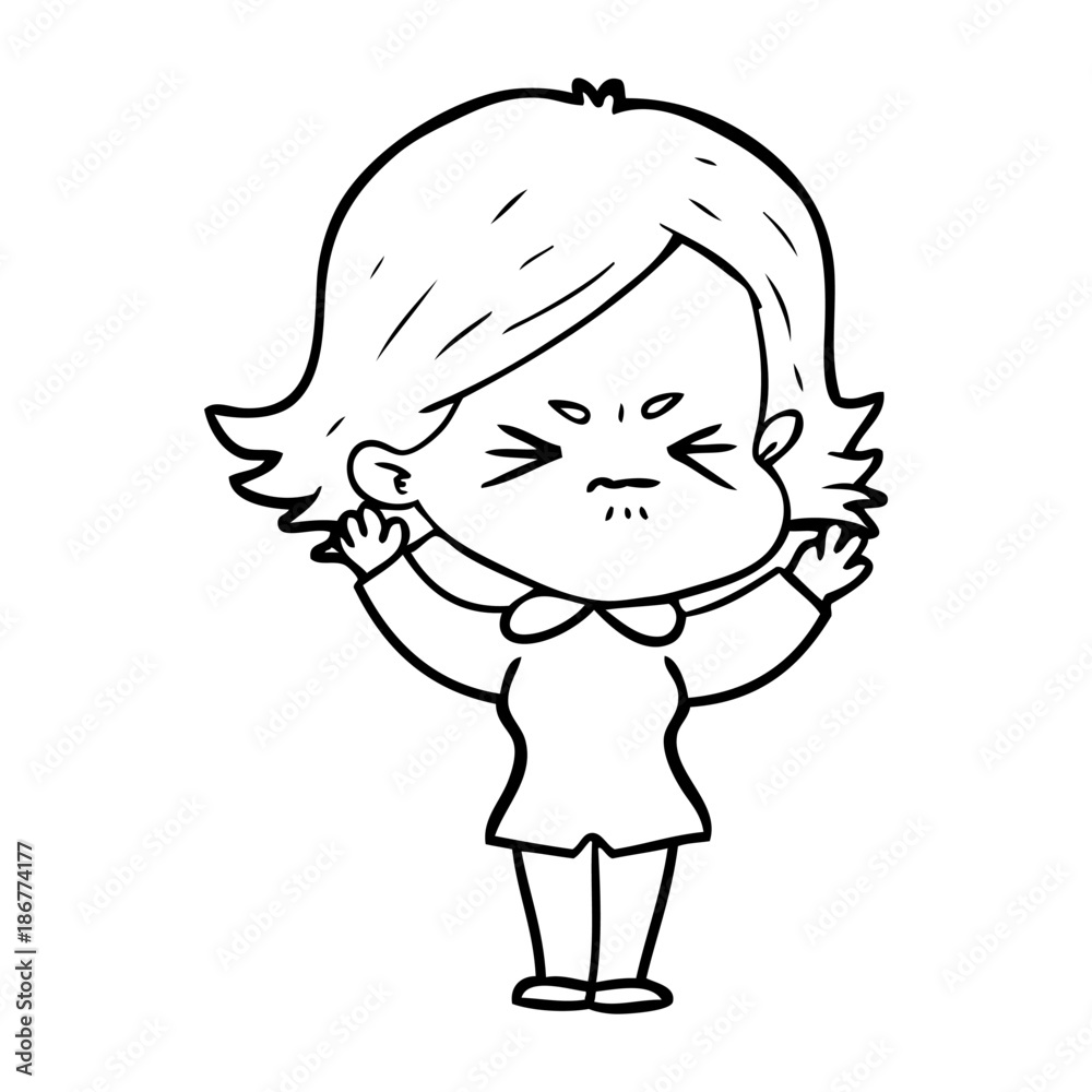 cartoon angry woman