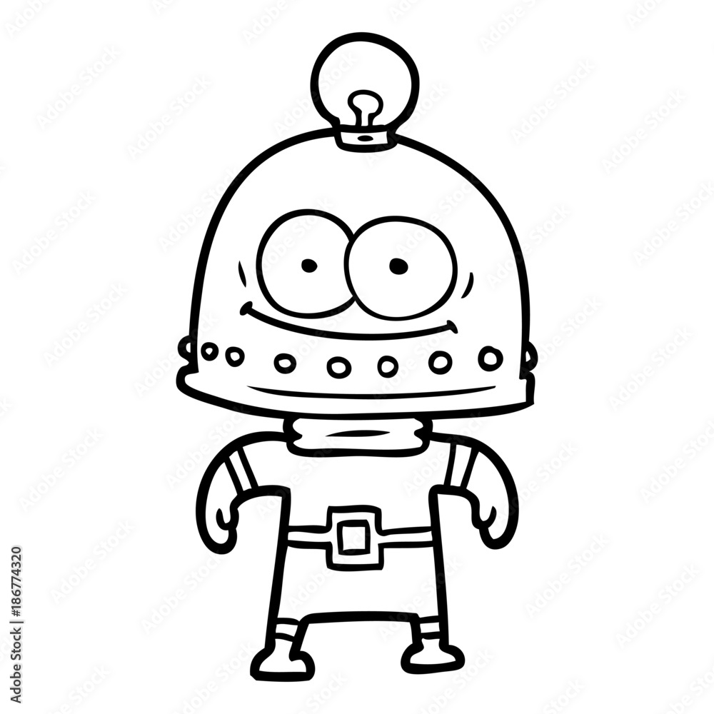 happy carton robot with light bulb happy carton robot with light bulb