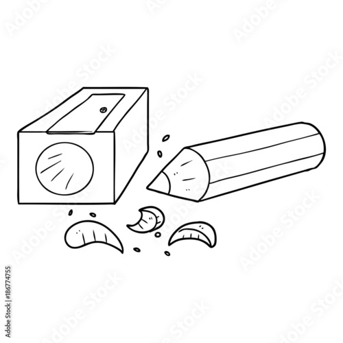 cartoon pencil and sharpener