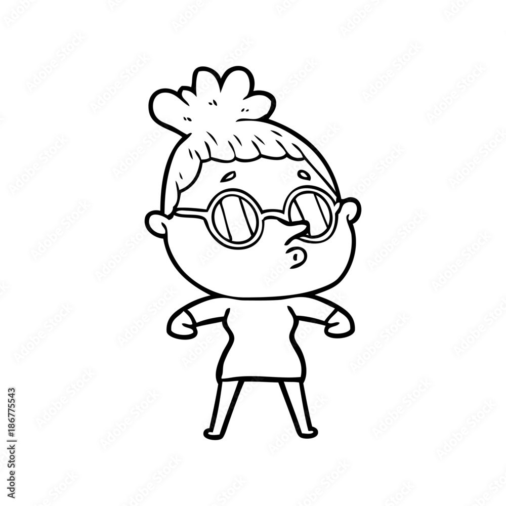 cartoon woman wearing glasses