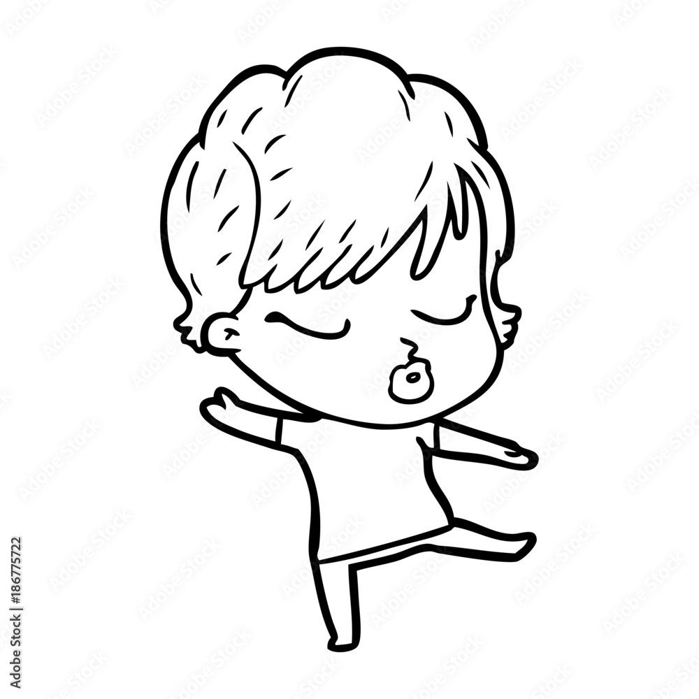 cartoon woman with eyes shut