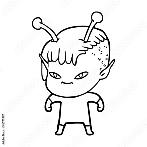 cute cartoon alien girl