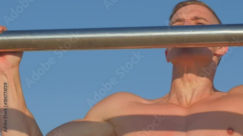 Active Healthy Lifestyle. Fit male fitness model working out.