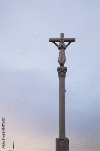 Ushuaia, LA ARGENTINA - AUGUST 12, 2017: Christian cross statue in patagonia argentina.