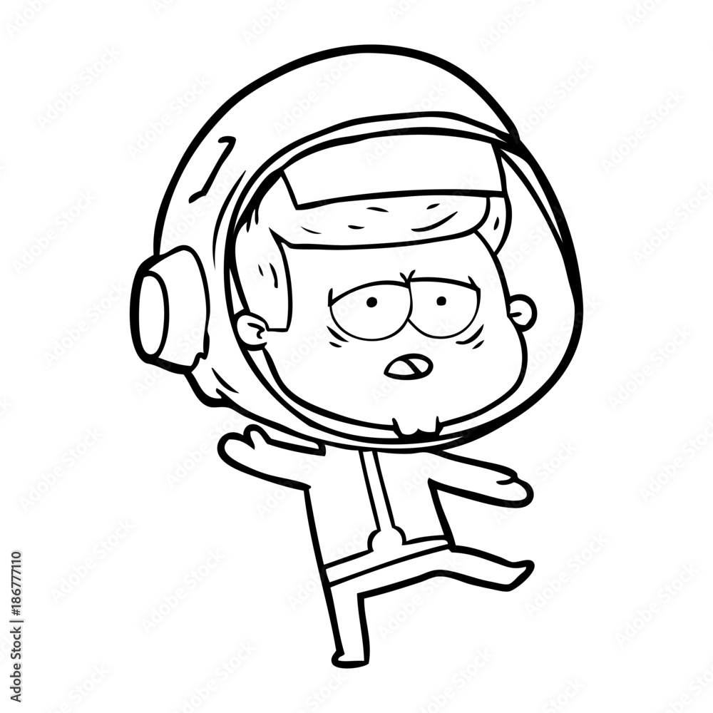 cartoon tired astronaut