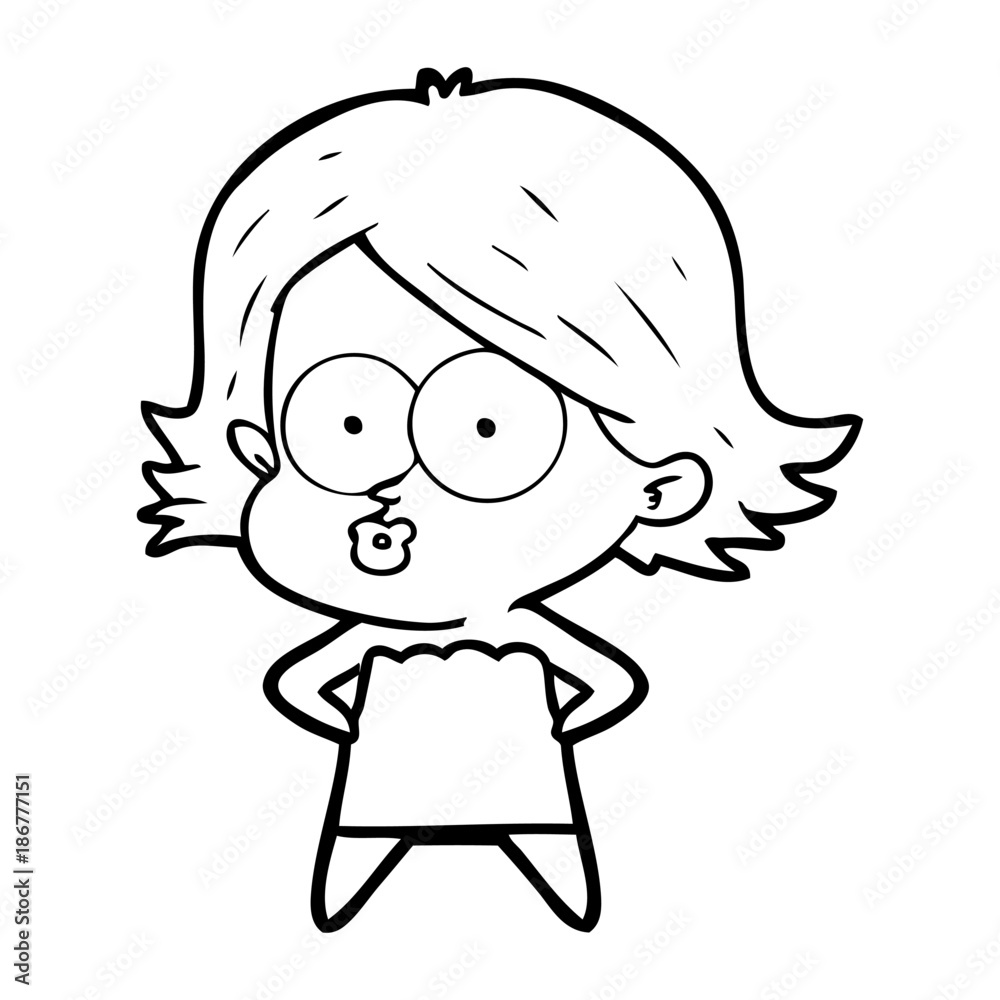 cartoon girl pouting