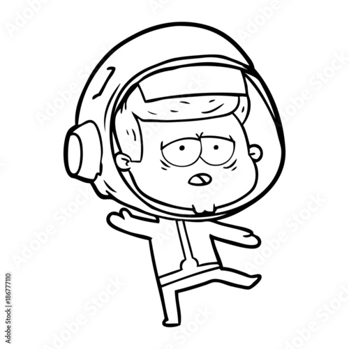 cartoon tired astronaut