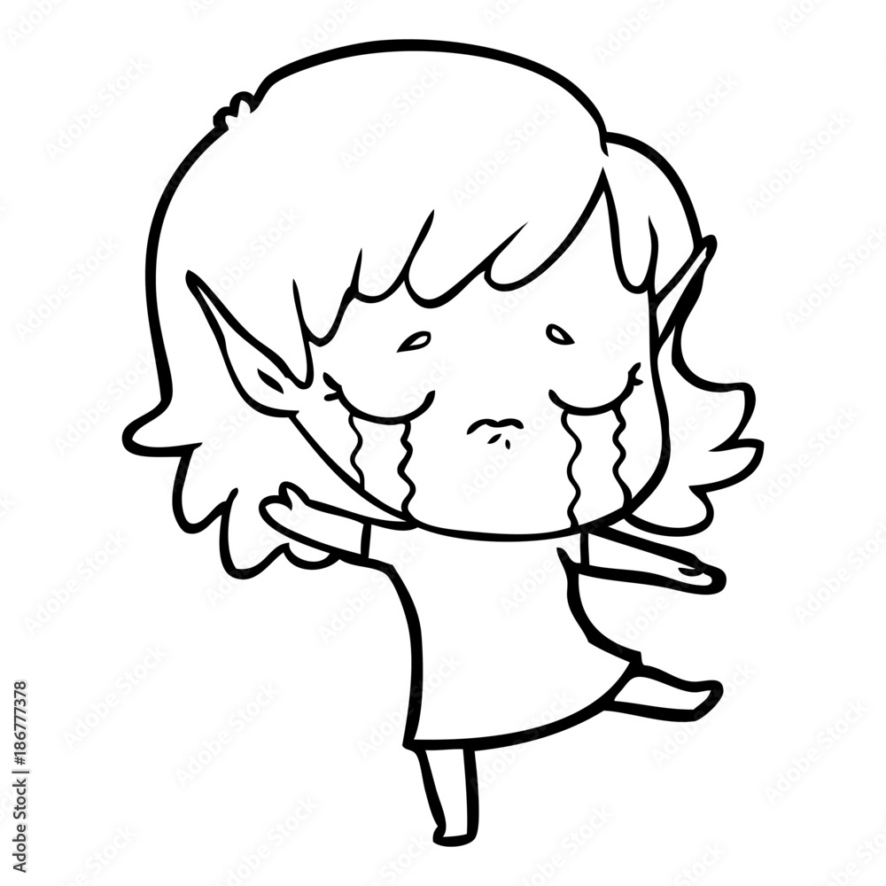cartoon crying elf girl cartoon crying elf girl