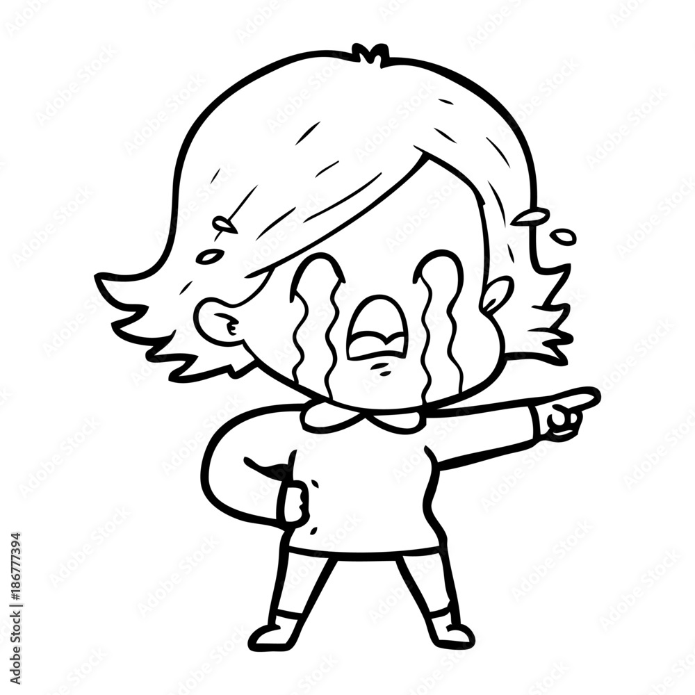 cartoon woman crying