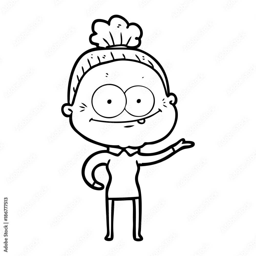cartoon happy old woman