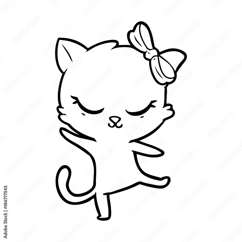 cute cartoon cat with bow