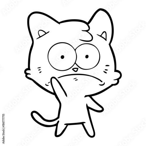 cartoon nervous cat