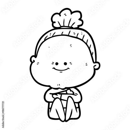 cartoon happy old woman