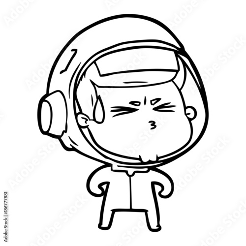 cartoon stressed astronaut