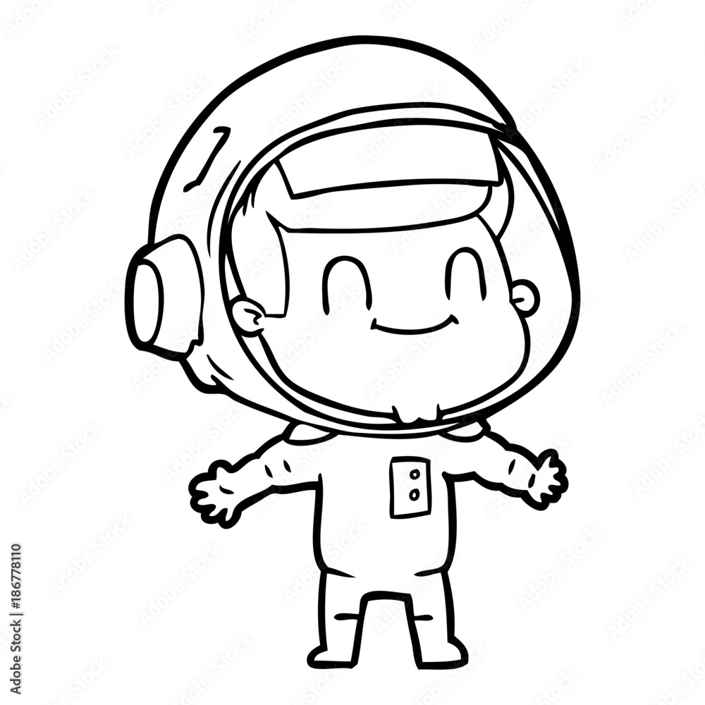 happy cartoon astronaut man