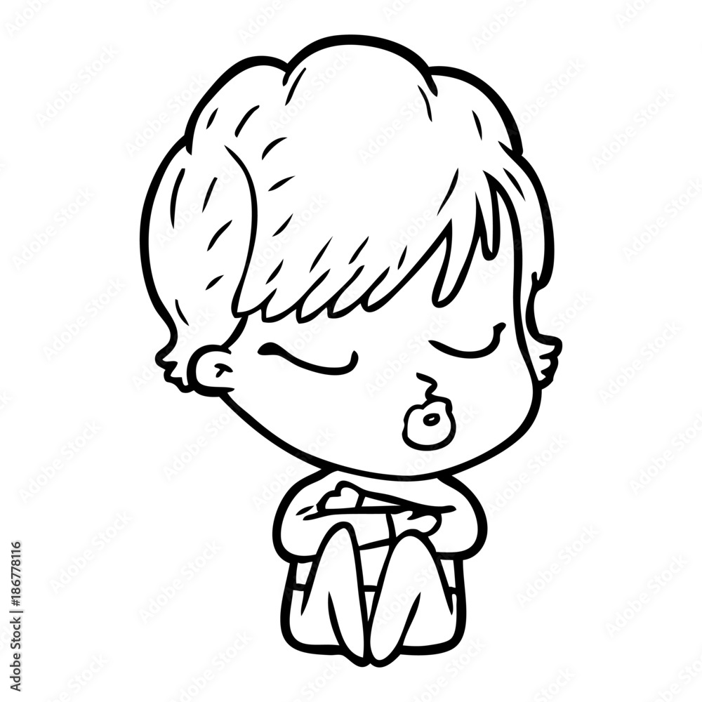 cartoon woman with eyes shut cartoon woman with eyes shut