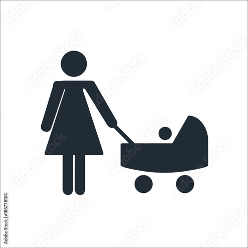 Woman with stroller with baby