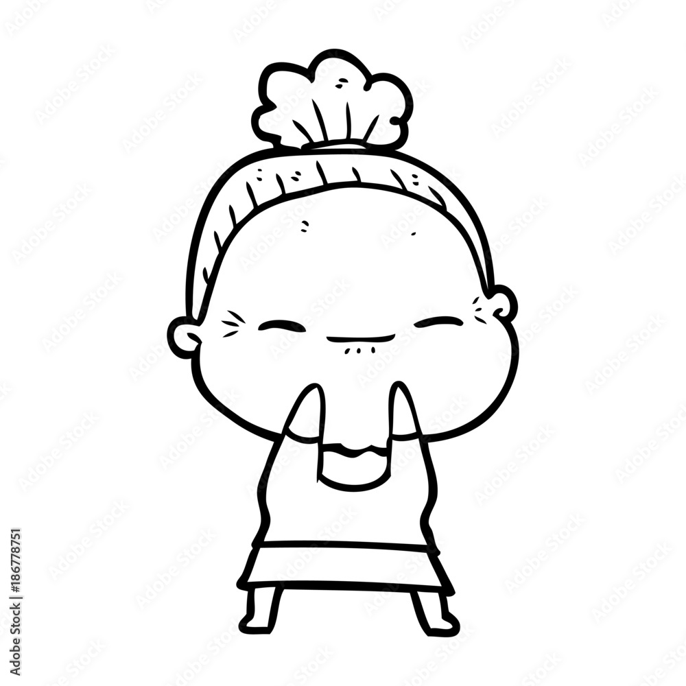 cartoon peaceful old woman