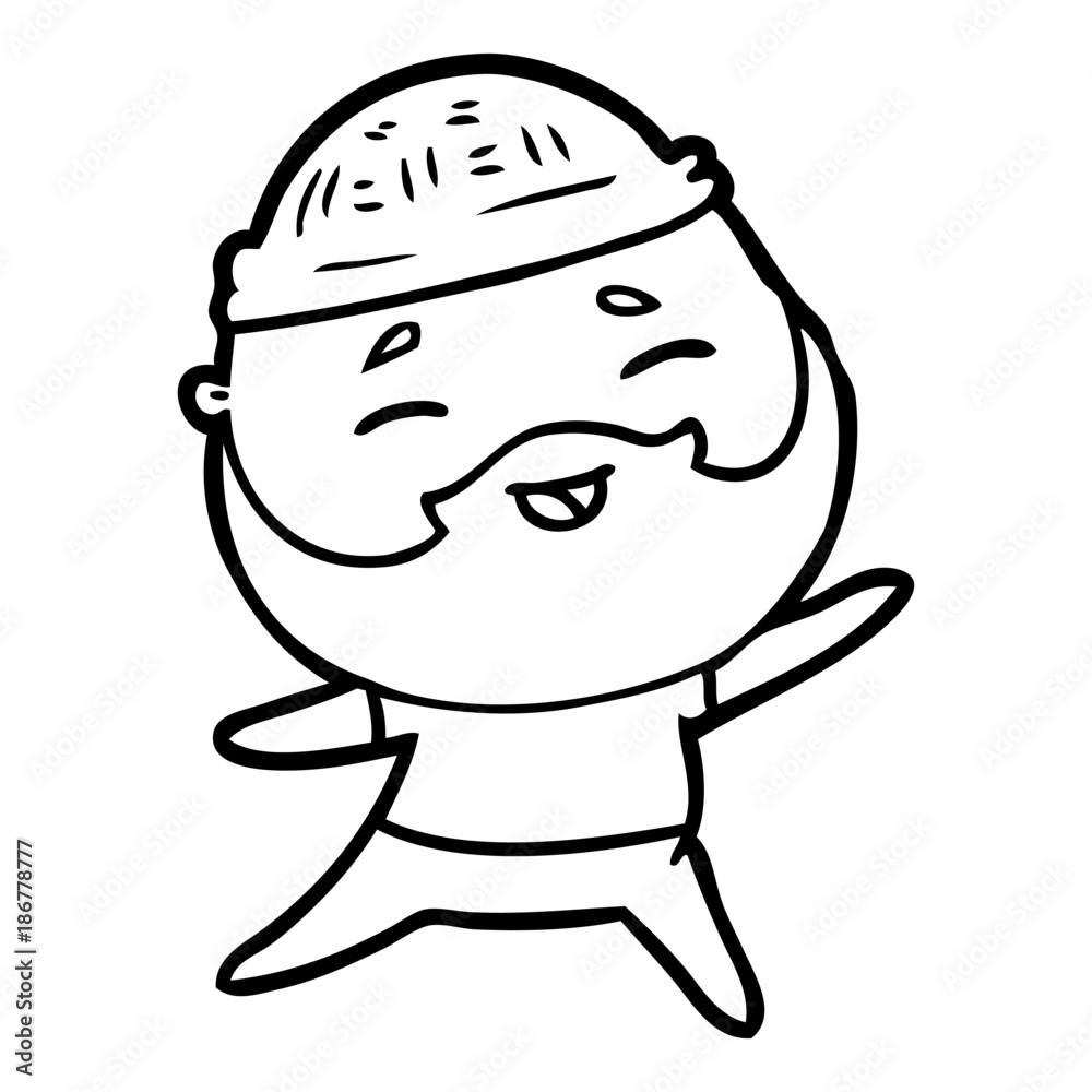 cartoon happy bearded man