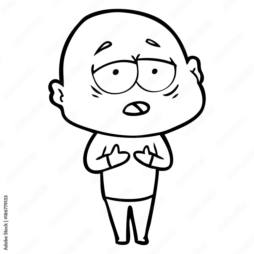 cartoon tired bald man cartoon tired bald man