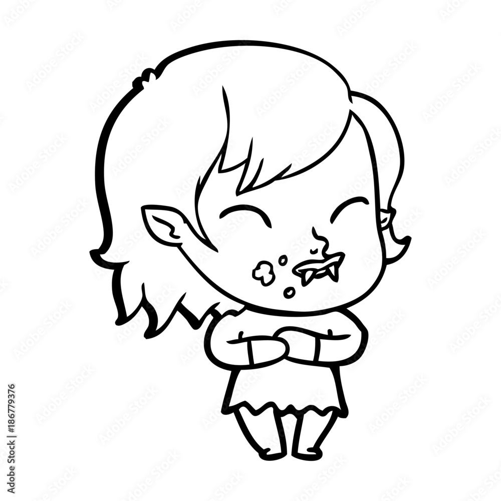 cartoon vampire girl with blood on cheek cartoon vampire girl with blood on cheek