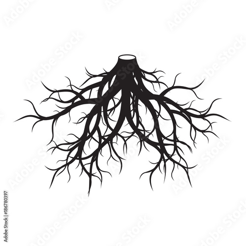 Black Roots Tree. Vector Illustration.