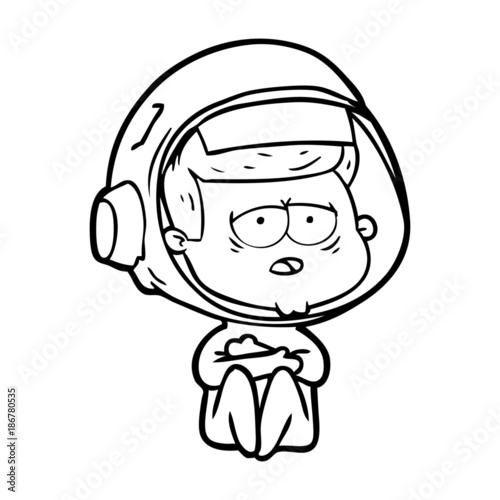 cartoon tired astronaut