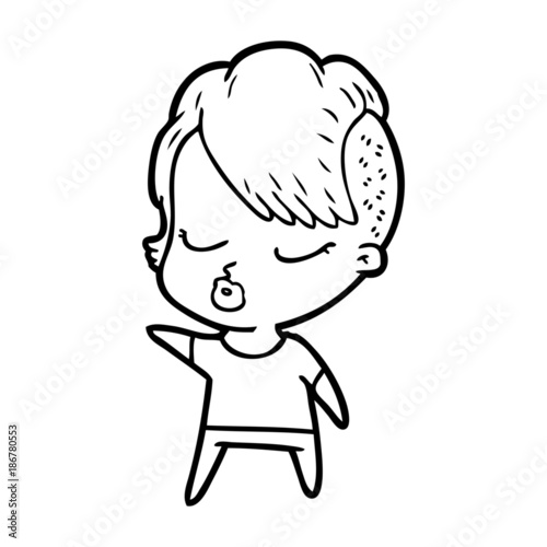 cartoon pretty hipster girl