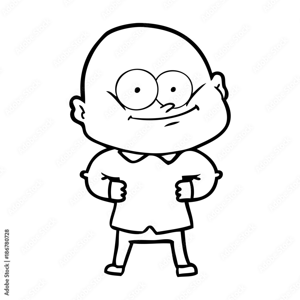 cartoon bald man staring